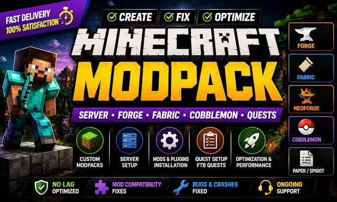 create fix minecraft modpack, forge fabric cobblemon server quest neoforge mods