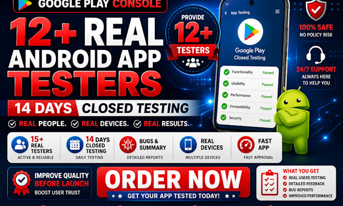 provide 12 testers 20 testers 12 app testers closed testing google play console
