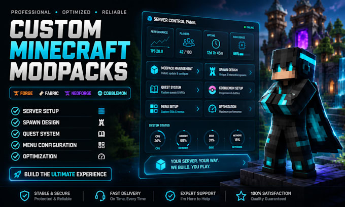 custom modpack minecraft spawn server setup cobblemon quest menus forge