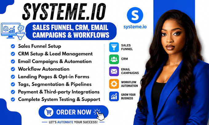 setup systeme io CRM sales funnel email campaign and workflow