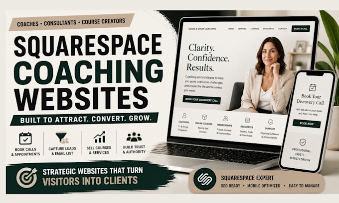 design squarespace website for coach, consultant course creator, speaker trainer