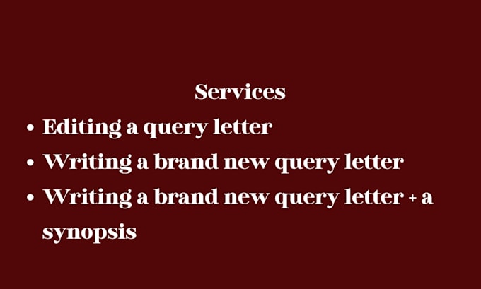 edit or write your query letter and synopsis for agents