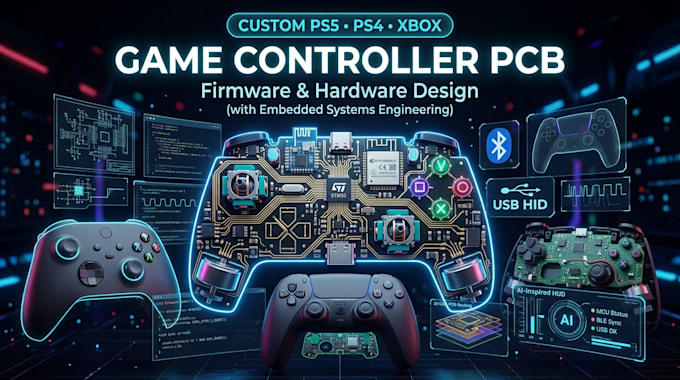 design custom ps5 ps4 xbox game controller pcb and firmware