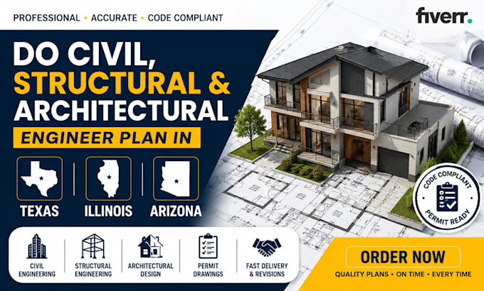 do civil, structural and architectural engineer plan in texas illinois arizona