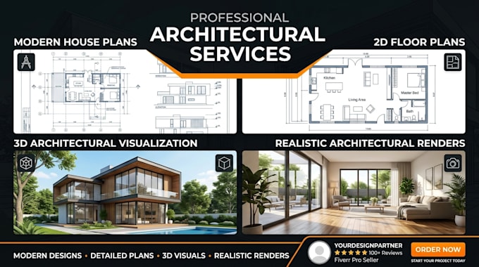 design modern house plans, floor plans and 3d architectural visualization