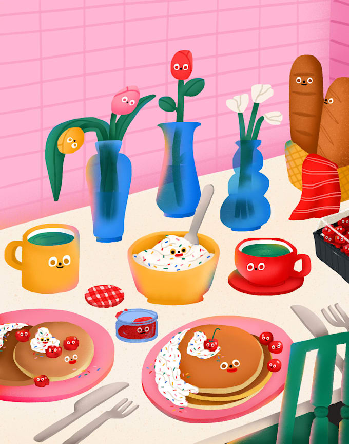 create cute food and drink illustrations
