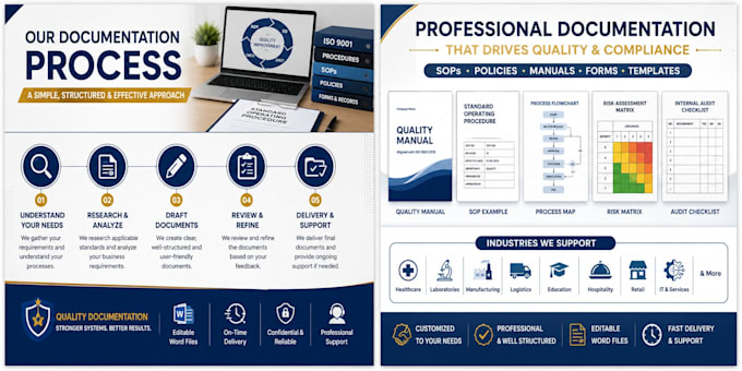 write professional sops, policies, and iso documentation