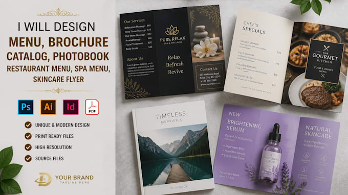 design menu brochure catalog phootobook restaurant menu spa menu skincare flyer