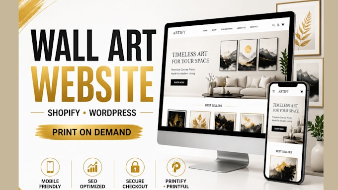 build a wall art website, canvas print store, print on demand shopify store