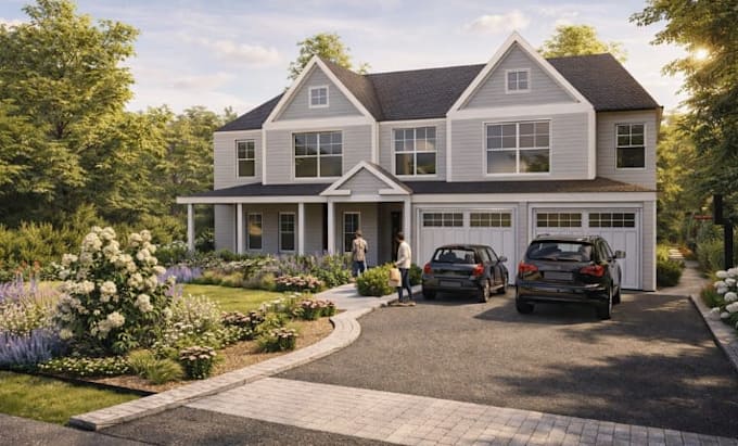 create a 3d masterplan, site plan and landscape visualization