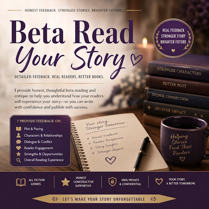 beta read your book and provide honest, detailed reader feedback
