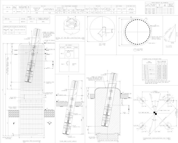 create transmission line tower foundations, tower designs, and road layout