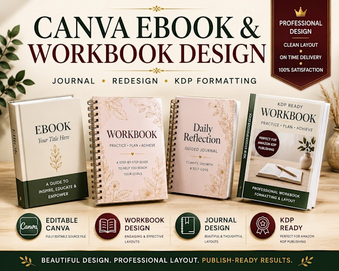 canva ebook design workbook design redesign journal design kdp workbook format