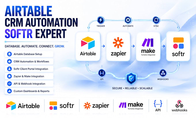 setup airtable database crm automation softr client portal integration expert