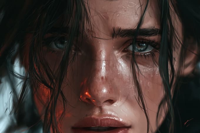 draw hyper realistic digital portrait painting
