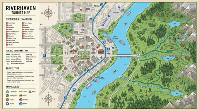 create custom travel maps, city maps, landmark maps and route maps