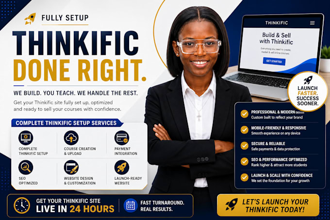 fully set up thinkfic website and launch your online course