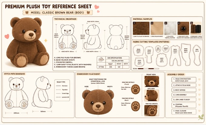 create custom plush reference sheet stuffed animal toy design ych concept