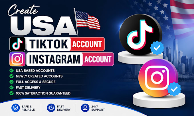 create USA tiktok, USA instagram with full optimization and warm up