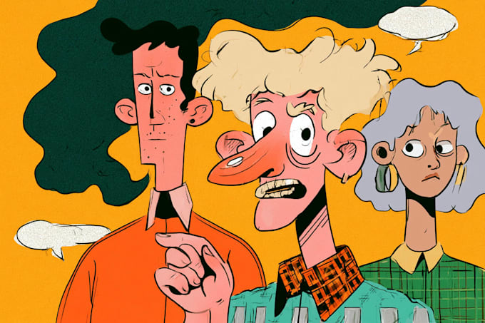 draw a cute and funny cartoon illustration