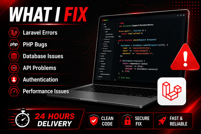 fix laravel PHP bugs errors API and mysql database issues