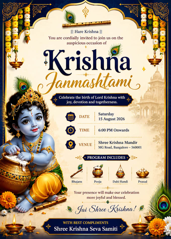 design stunning krishna janmashtami posters
