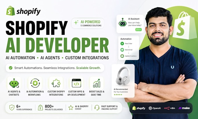 develop shopify ai automation, ai agents, and shopify custom integrations