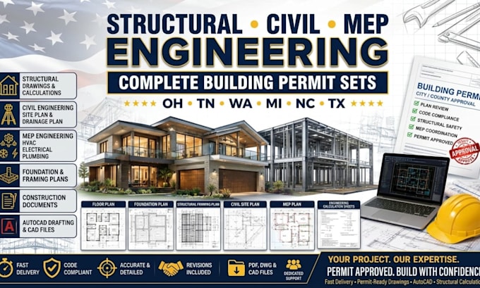 structural engineer full permit set civil engineer mep engineer stamp oh permit