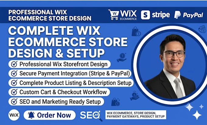design wix ecommerce store with stripe paypal product setup