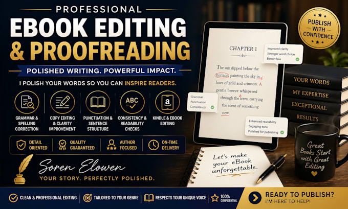professionally edit and proofread your ebook for kindle and publishing