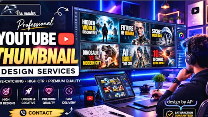design eye catching youtube thumbnail