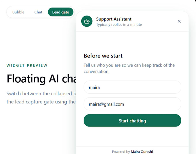 create custom site chatbot with openai for support sales and lead generation