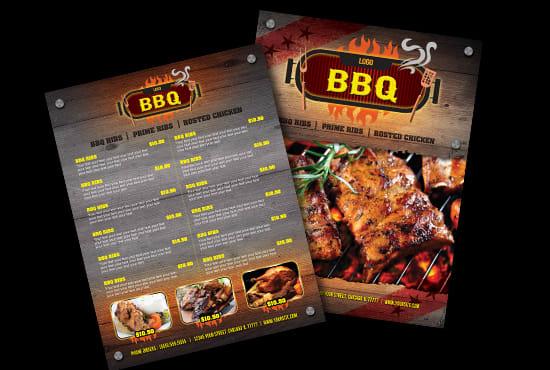 design barbecue restaurant flyer and manu card