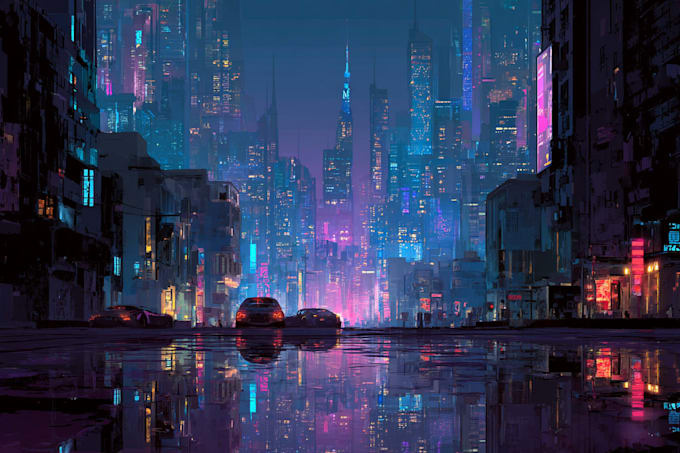 make cyberpunk sci fi futuristic city for your project