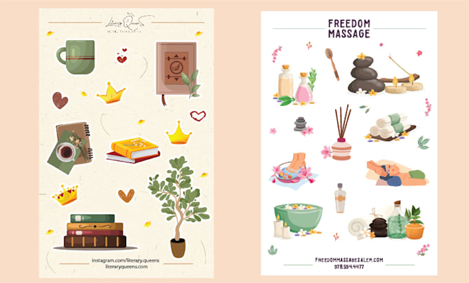 make a unique illustration sticker design sheet for you
