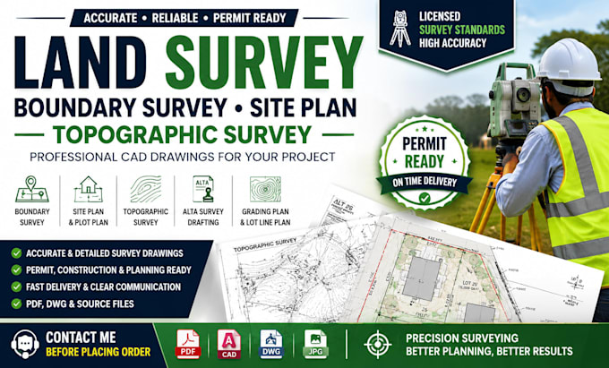 do land survey, boundary survey, site plan and topographic drawings