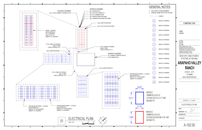 design solar pv and battery ess permit plan set for USA
