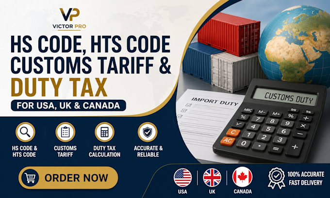 provide hs code, hts code, customs tariff and duty tax for USA, UK and canada