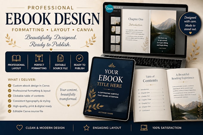 design and format a professional ebook in canva