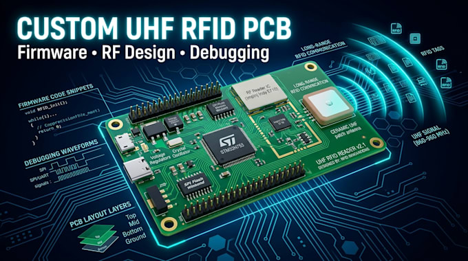 design custom uhf rfid pcb with firmware and debugging