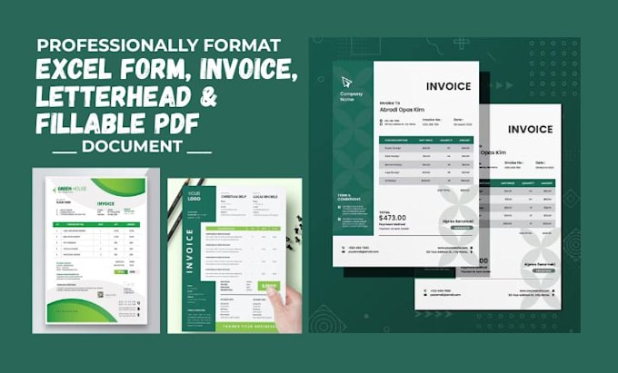 professionally format excel form invoice letterhead design fillable pdf document