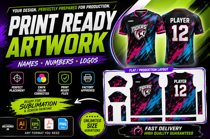prepare print ready artwork with names and numbers