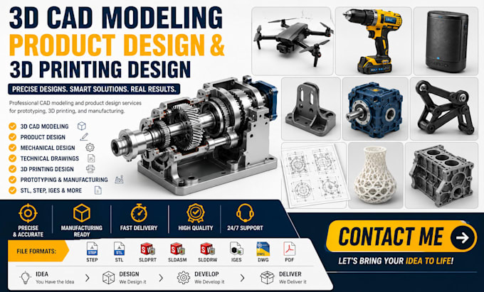 do 3d cad modelling product design mechanical 3d printing design in solidwork