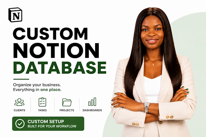 build custom notion database, notion dashboard, workspace and automation