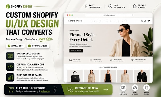 create a modern shopify ui ux design with html and liquid code for store owners