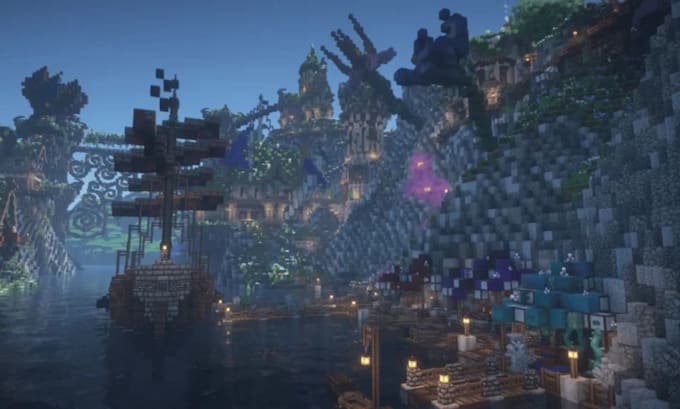 build custom minecraft city map server spawn hub lobby fantasy world as builder