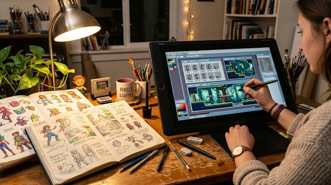 design a custom 16bit or 32bit pixel art character for any game assets