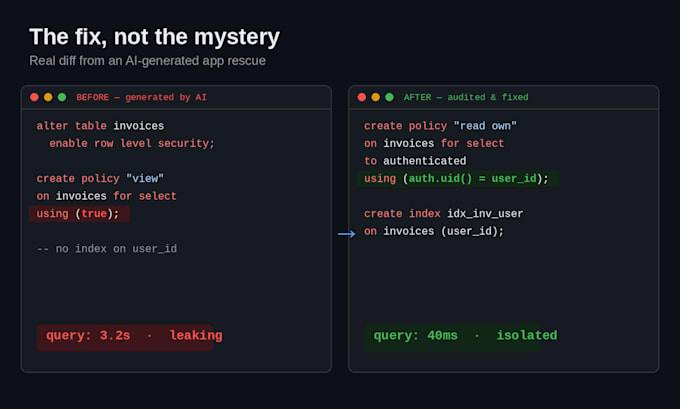 fix the supabase database and auth in your ai generated app