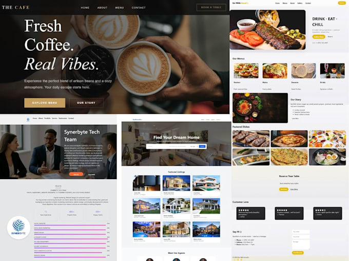 develop a modern react website, landing page, or business website
