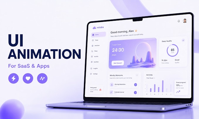create a saas product demo video with UI animation